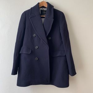 J. Crew 6 Double Breasted Wool Blend Coat Nvy Blu